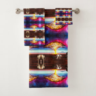 Beautiful Contemporary Edgy Print Vector Design Bath Towel Set