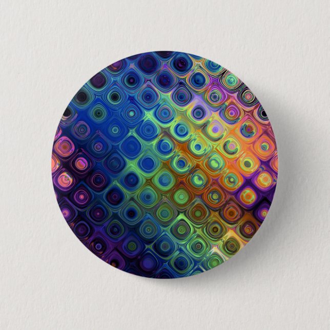 Beautiful cool abstract squares circles glass glow 2 inch round button (Front)