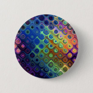 Beautiful cool abstract squares circles glass glow 2 inch round button