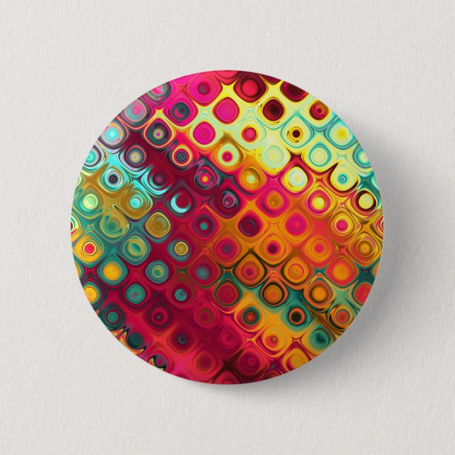 Beautiful cool abstract squares circles glass glow 2 inch round button (Front)