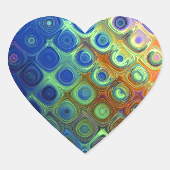 Beautiful cool abstract squares circles glass glow heart sticker (Front)