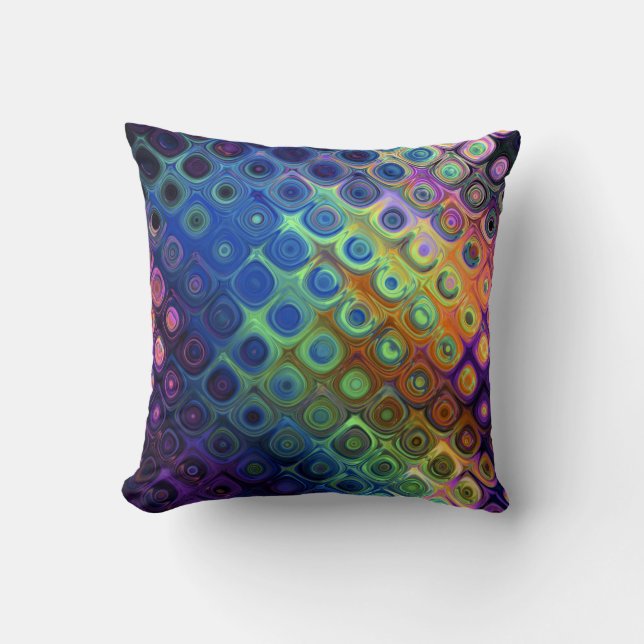 Beautiful cool abstract squares circles glass glow throw pillow (Front)