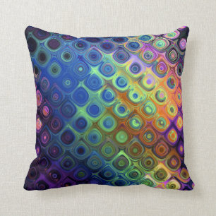 Beautiful cool abstract squares circles glass glow throw pillow