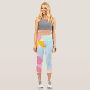Beautiful cool coloured flower design  capri leggings