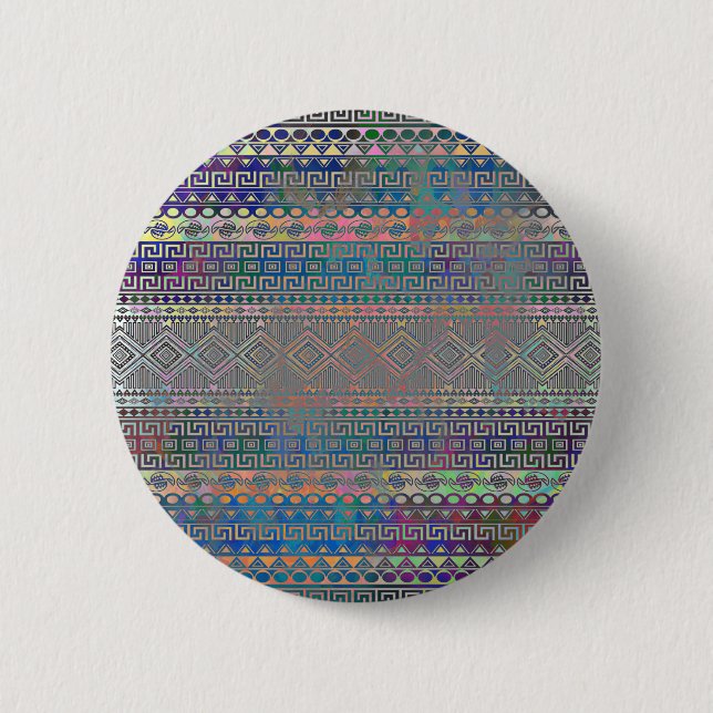 Beautiful cool colourful Aztec geometric pattern 2 Inch Round Button (Front)