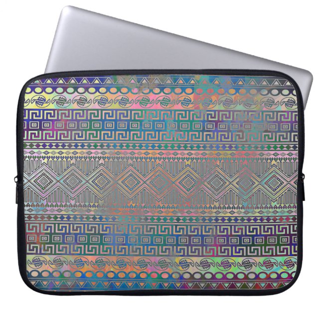 Beautiful cool colourful Aztec geometric pattern Laptop Sleeve (Front)