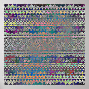 Beautiful cool colourful Aztec geometric pattern Poster