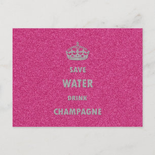 Beautiful cool girly save water drink champagne cr postcard