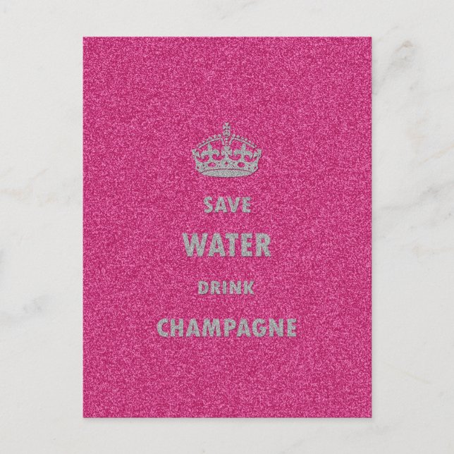Beautiful cool girly save water drink champagne cr postcard (Front)