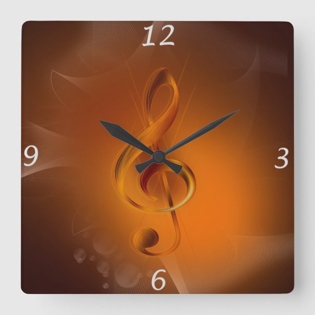 Beautiful cool glowing fire colors effects music square wall clock (Front)