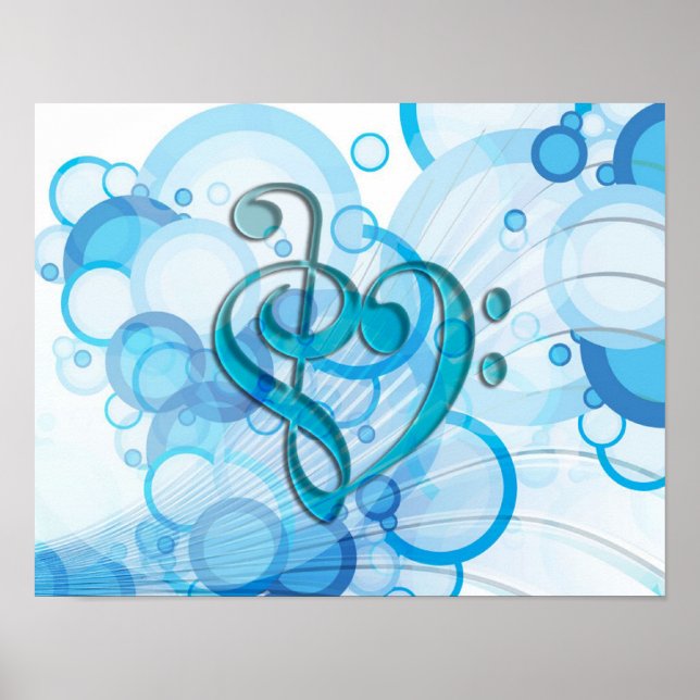 Beautiful cool music notes together as a heart poster (Front)