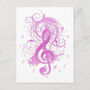 Beautiful cool music notes with splatter swirls postcard