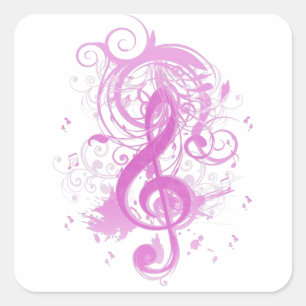 Beautiful cool music notes with splatter swirls square sticker