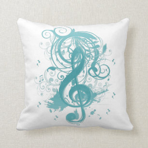 Beautiful cool music notes with splatter swirls throw pillow