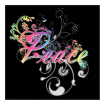 Beautiful cool Peace word colorful swirls