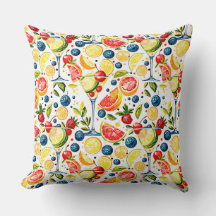 Beautiful cool print with cocktails and fruits Throw Pillow