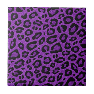 Beautiful cool purple leopard skin glitter effects tile