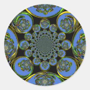 Beautiful cool royal blue black Kaleidoscope  art Classic Round Sticker