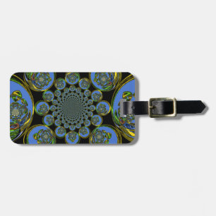 Beautiful cool royal blue black Kaleidoscope  art Luggage Tag