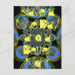 Beautiful cool royal blue black Kaleidoscope art Postcard