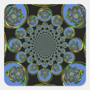 Beautiful cool royal blue black Kaleidoscope art Square Sticker