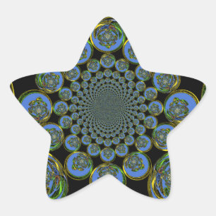 Beautiful cool royal blue black Kaleidoscope  art Star Sticker