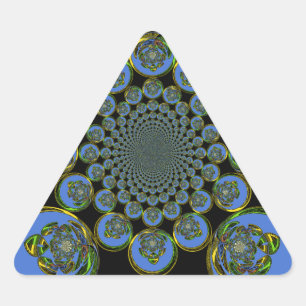 Beautiful cool royal blue black Kaleidoscope art Triangle Sticker