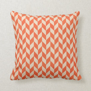 Beautiful Coral Chevron Throw Pillow