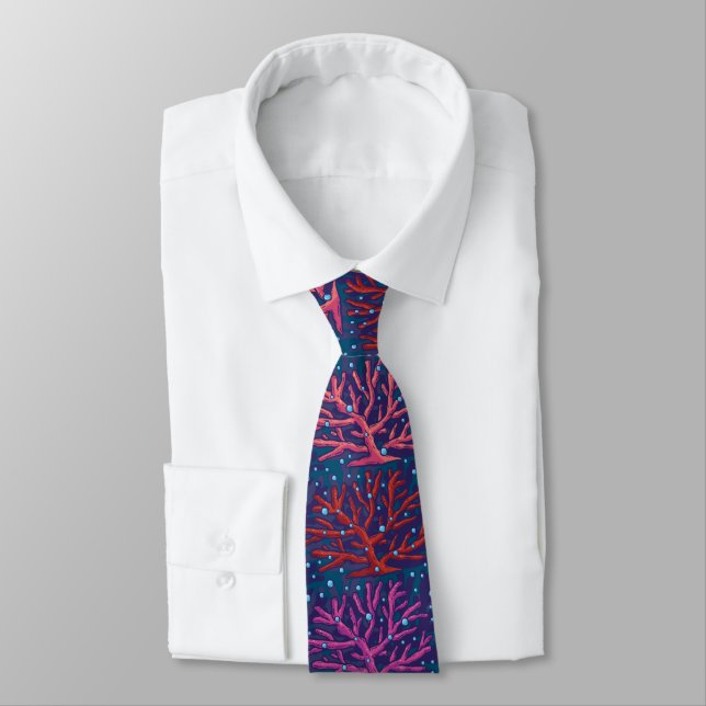Beautiful Coral Seamless Pattern Neck Tie (Tied)