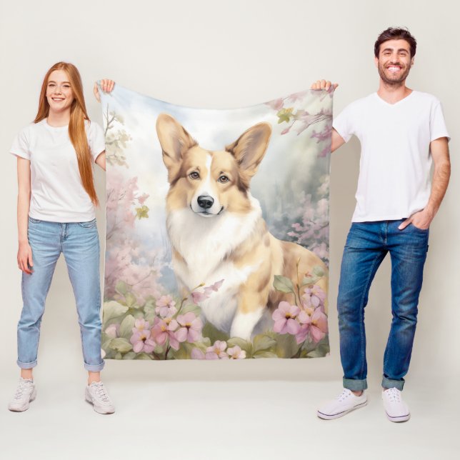 Beautiful Corgi Fleece Blanket (In Situ)