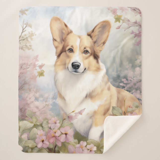 Beautiful Corgi Sherpa Blanket (Front)