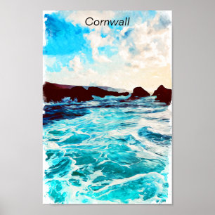 Beautiful Cornwall England UK Coastal Landscape Poster