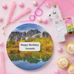 Beautiful Country Mountains Photograph Birthday Paper Plate