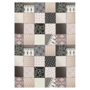 Beautiful Country Patchwork Quilt Pink and Black Tablecloth