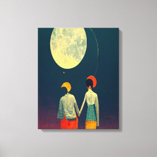 Beautiful Couple with Moon Canvas Print