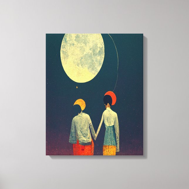 Beautiful Couple with Moon  Canvas Print (Front)