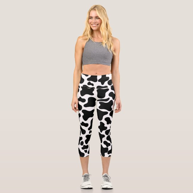 Beautiful cow pattern  capri leggings (Front)