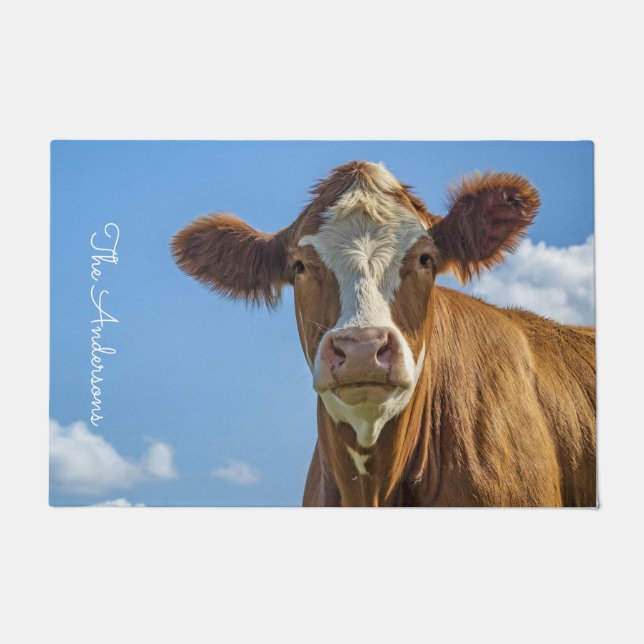 Beautiful Cow Personalized Doormat (Front)