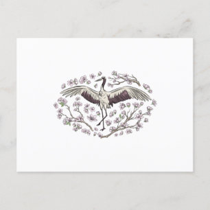 Beautiful Crane Floral Postcard
