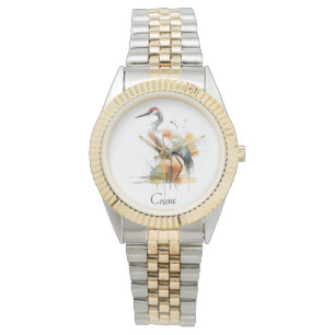 beautiful crane in watercolor, customizable watch