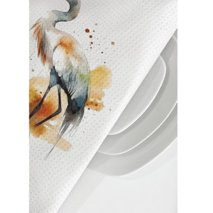 beautiful crane in watercolor kitchen towel