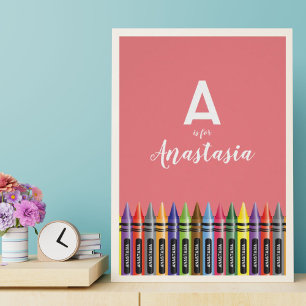 Beautiful Crayon Art Pink Room Decor Monogram
