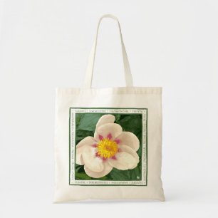 Beautiful cream and pink peony on canvas tote. tote bag