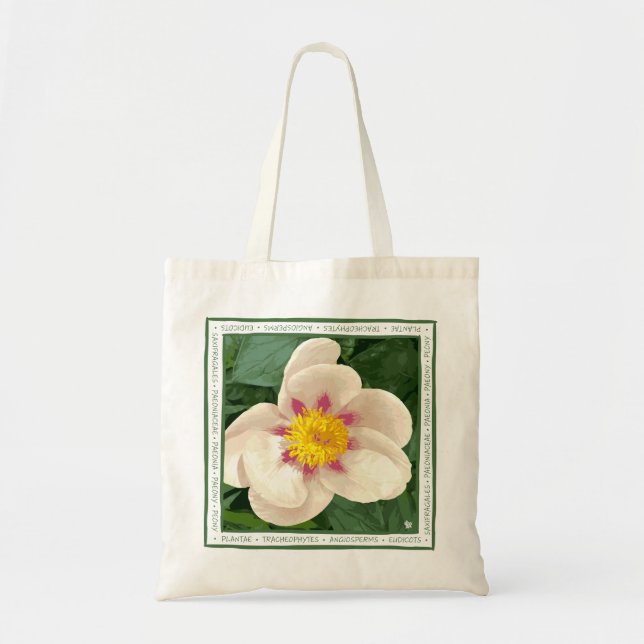 Beautiful cream and pink peony on canvas tote. tote bag (Front)