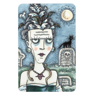 BEAUTIFUL CREEPY FRANKENELLA MONSTER, GRAVES, CAT MAGNET