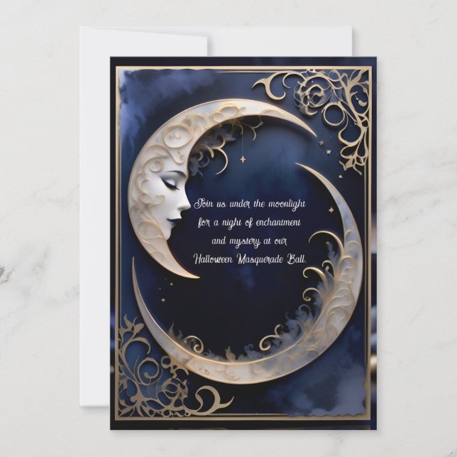 Beautiful Crescent Moon Halloween Party Invitation (Front)