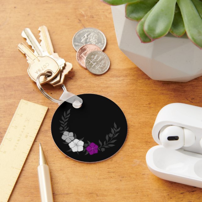 Beautiful Crescent of Subtle Asexual Flowers Keychain (Desk)