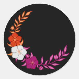 Beautiful Crescent of Subtle Lesbian Flowers Classic Round Sticker