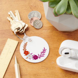 Beautiful Crescent of Subtle Lesbian Flowers Keychain