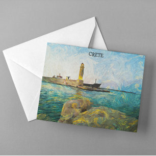 Beautiful Crete Greece Oil Paint  Postcard